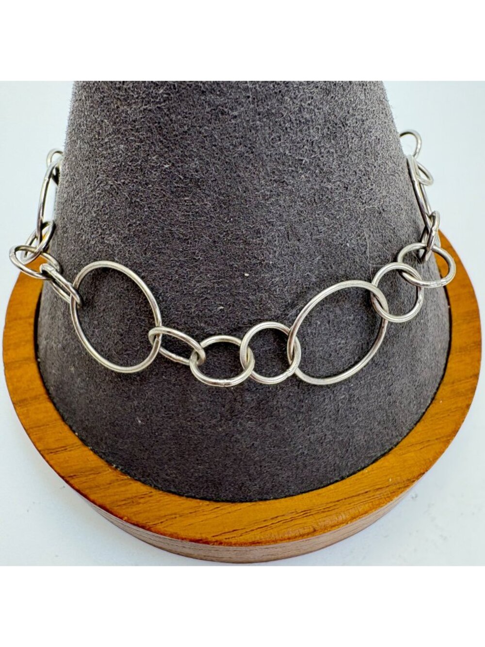 Round Link Sterling Silver 925 Chain Bracelet Size 7-8" Length